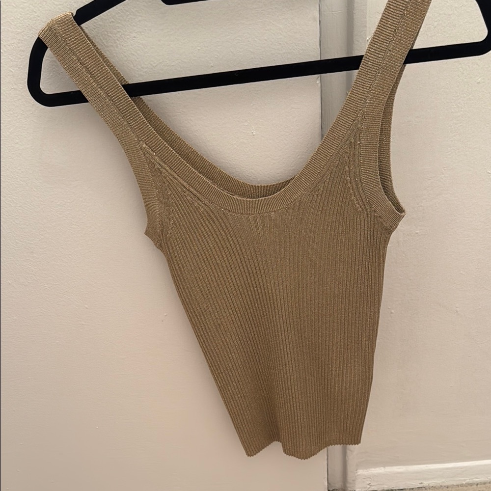Reiss Camel Ribbed Knit Tank Top